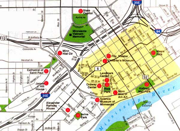 Saint Paul Map, Map of Saint Paul, Capital of Minnesota